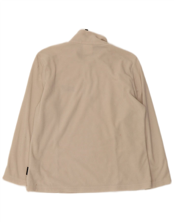 JACK WOLFSKIN Suéter feminino de lã com zíper e gola UK 16 grande poliéster bege