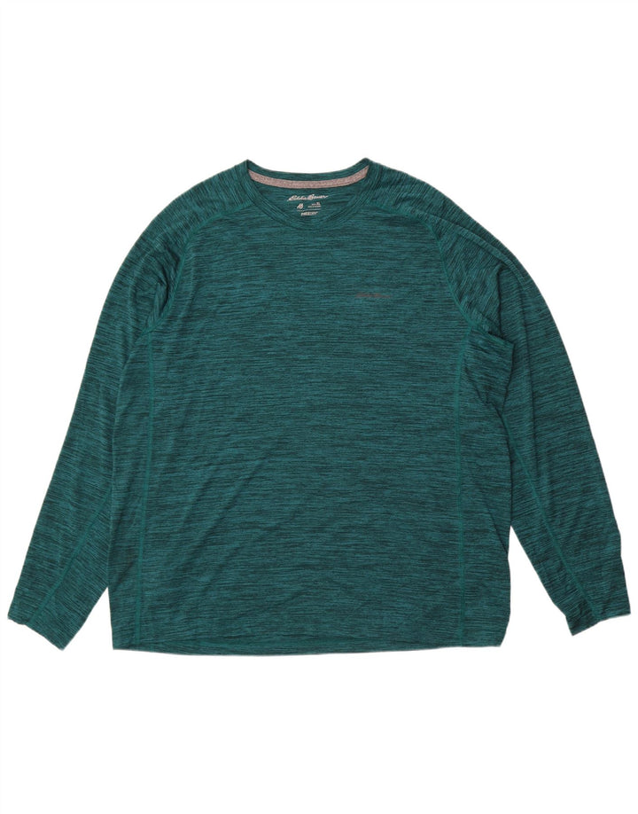 Eddie Bauer Top masculino de manga comprida XL verde manchado de poliéster