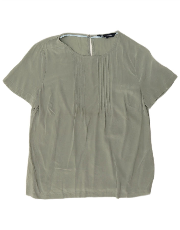 Blusa feminina Crew Clothing Top UK 12 seda verde médio