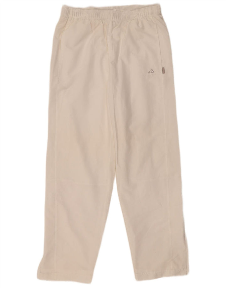 Calça de treino feminina Adidas UK 14 grande poliéster branco