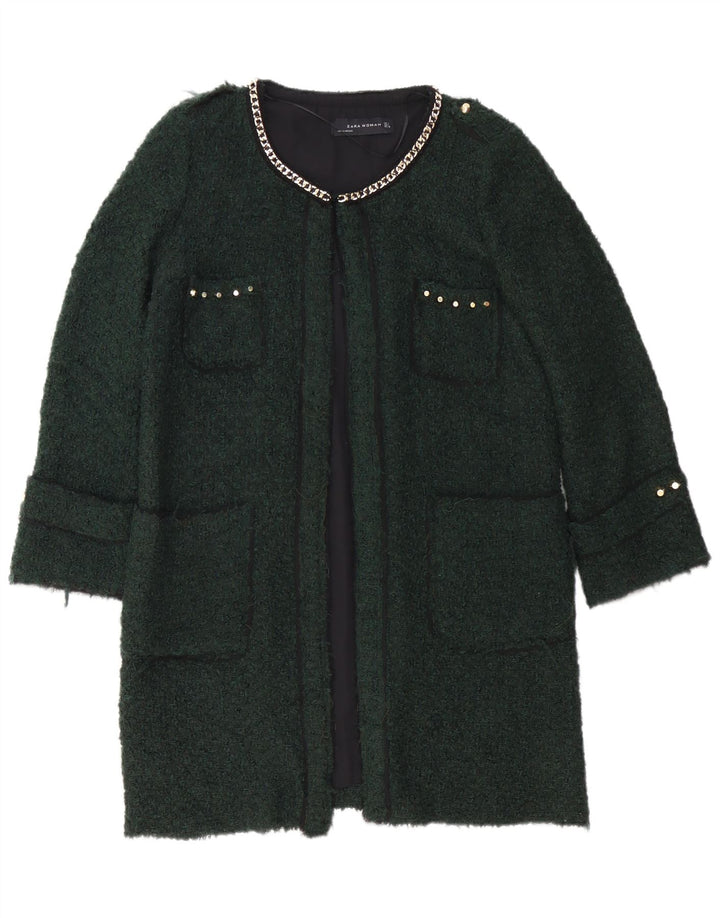 Sobretudo feminino Zara UK 16 grande acrílico verde