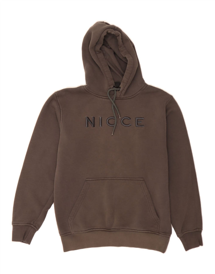 NICCE Mens Graphic Hoodie Jumper XS Grey Cotton Vintage Nicce and Second-Hand Nicce from Messina Hembry 
