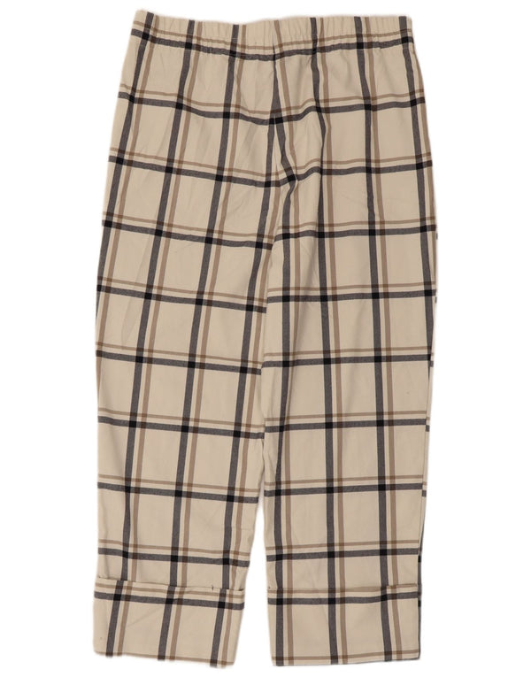Calça cortada feminina Zara XL W32 L24 poliéster xadrez branco
