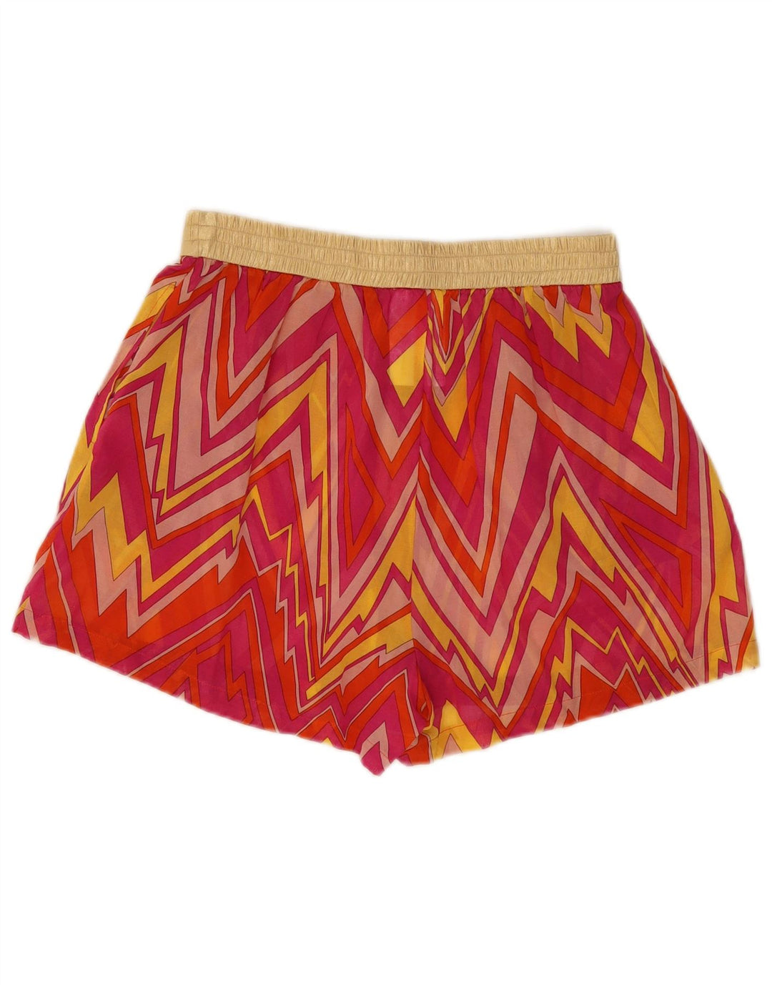 Shorts de cintura alta feminino Missoni pequeno W26 poliéster geométrico rosa