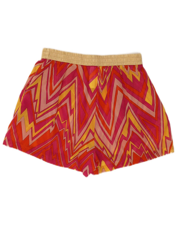 Shorts de cintura alta feminino Missoni pequeno W26 poliéster geométrico rosa
