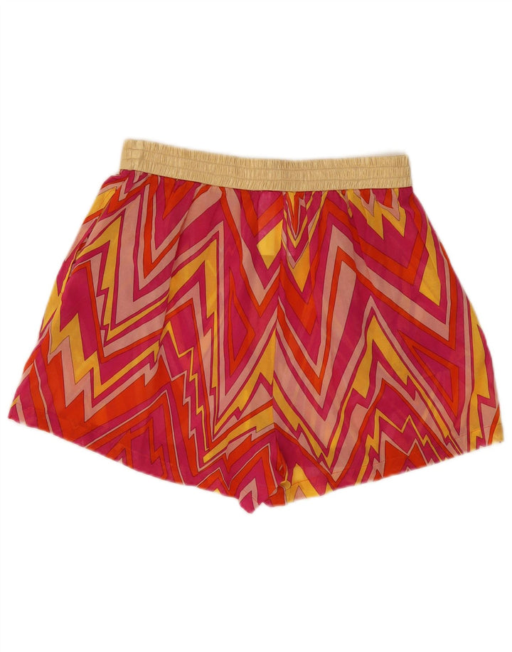Shorts de cintura alta feminino Missoni pequeno W26 poliéster geométrico rosa