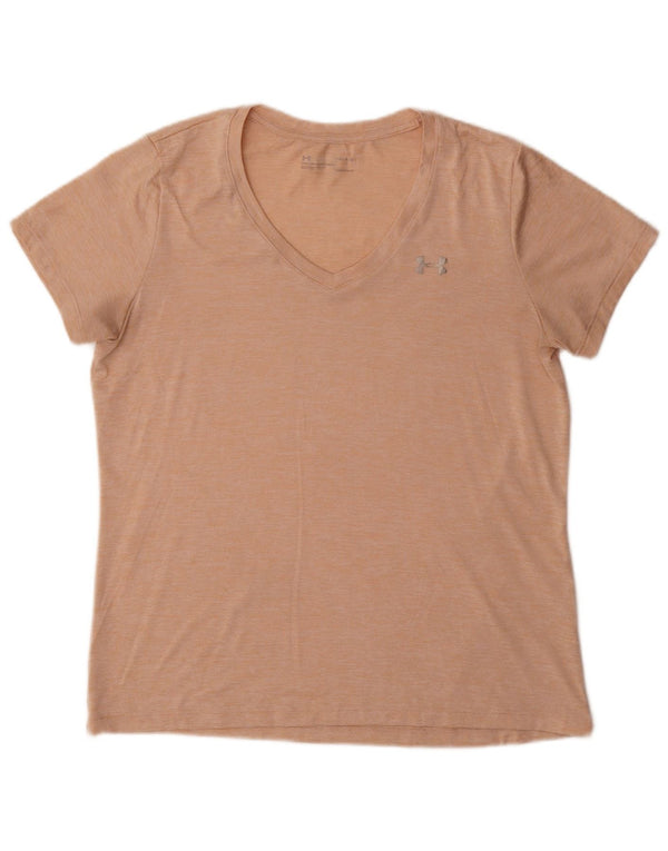 Camiseta feminina Under Armour Heat Gear grande rosa manchada