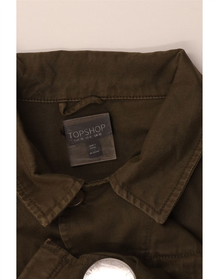 Jaqueta militar superdimensionada feminina TOPSHOP Reino Unido 10 algodão cáqui pequeno