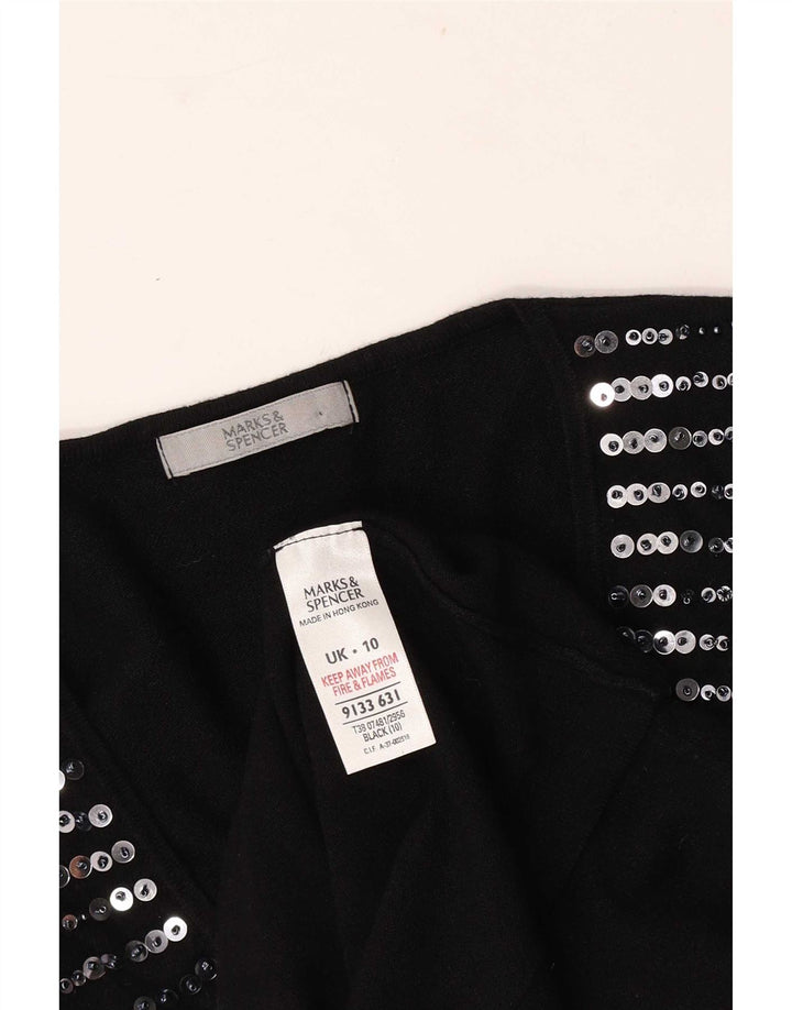Top feminino Marks & Spencer manga 3/4 Reino Unido 10 viscose preta pequena