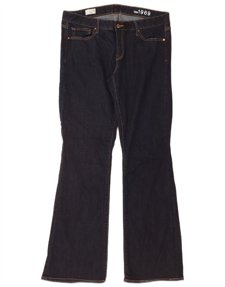 Calça jeans feminina curvada larga GAP W32 L33 algodão azul marinho