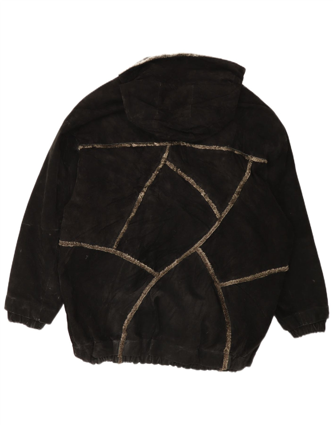 Jaqueta masculina de camurça com capuz GIORGIO MOBIANI Reino Unido 44 2XL couro preto