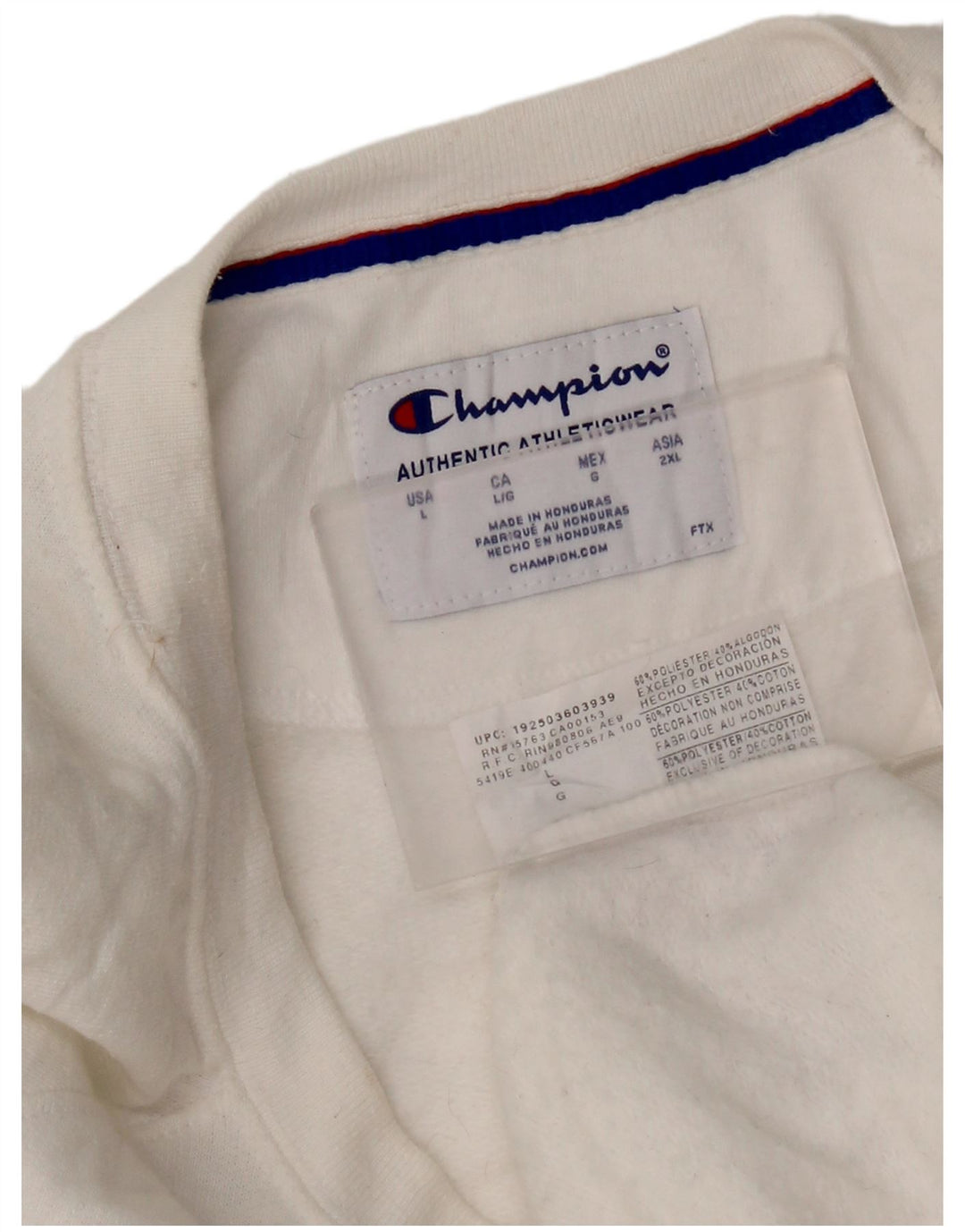 Jumper de moletom gráfico feminino Champion UK 16 grande poliéster branco