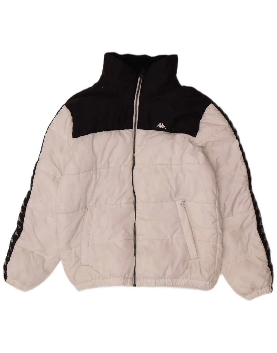 Jaqueta acolchoada masculina Kappa UK 40 grande poliéster colorblock branco