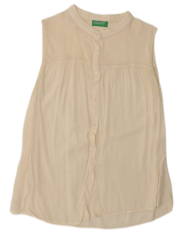 Blusa feminina sem mangas Benetton UK 12 médio off white