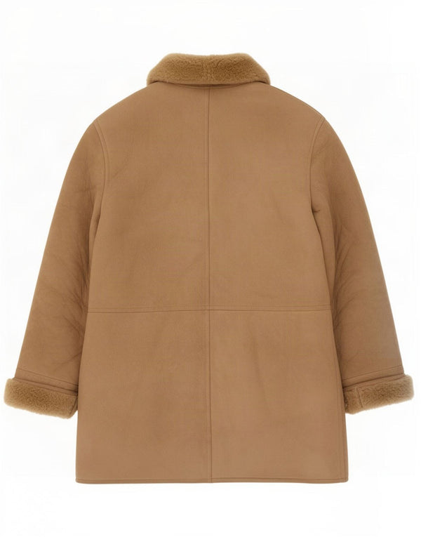 Sobretudo masculino vintage de shearling IT 52 XL bege