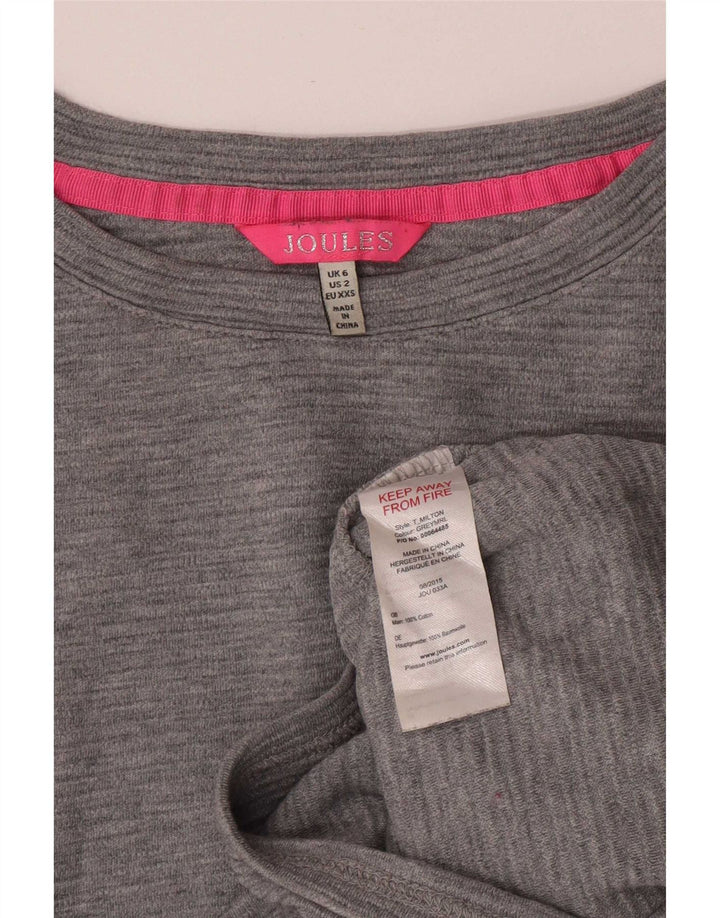 Joules Top feminino oversized manga comprida UK 6 XS algodão cinza