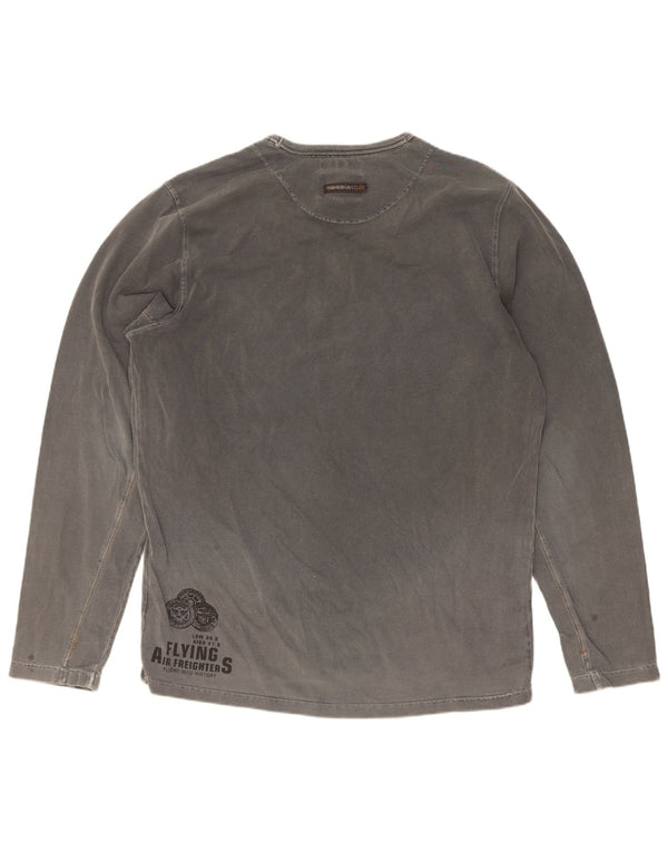 Pall Mall Camiseta masculina gráfica manga comprida grande cinza