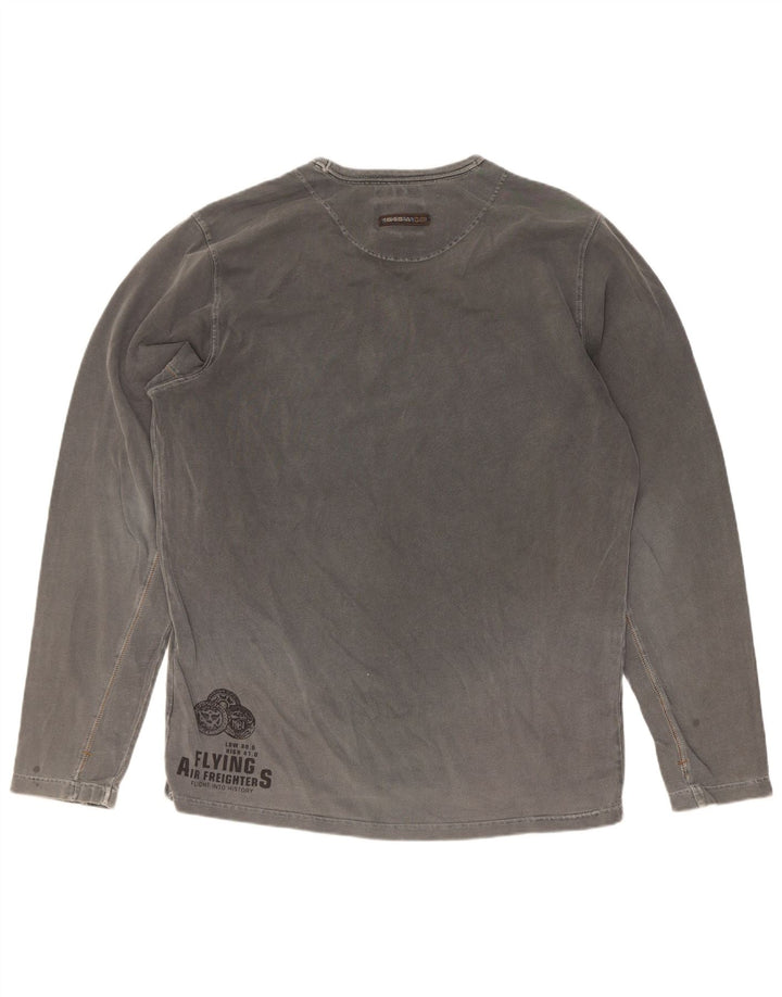Pall Mall Camiseta masculina gráfica manga comprida grande cinza