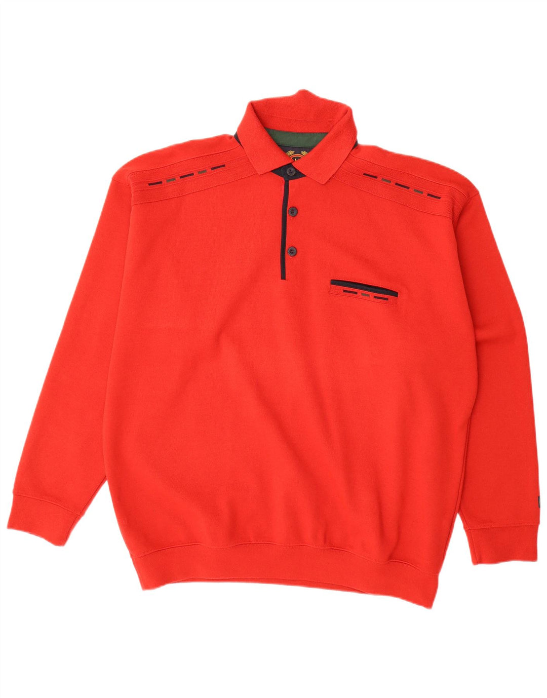 Suéter masculino VINTAGE com gola polo 2XL lã vermelha
