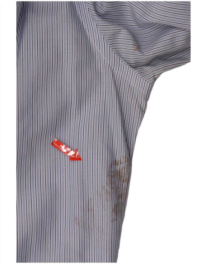 Camisa masculina Brooks Brothers 346 tamanho 15 algodão listrado azul médio