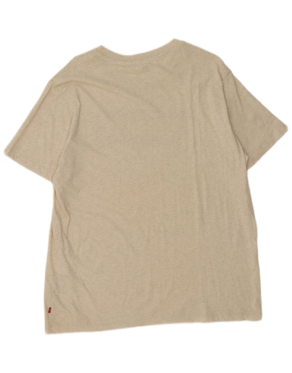 Camiseta feminina gráfica Levi's Top UK 18 XL Off White algodão manchado