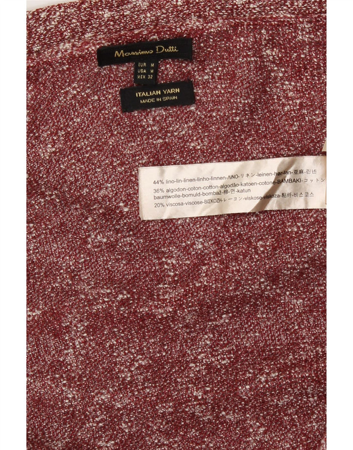 Suéter cardigã feminino Longline Massimo Dutti Reino Unido 14 médio vermelho manchado