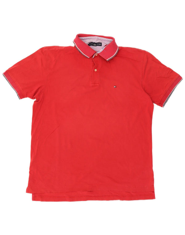 Camisa polo masculina Tommy Hilfiger grande algodão vermelho