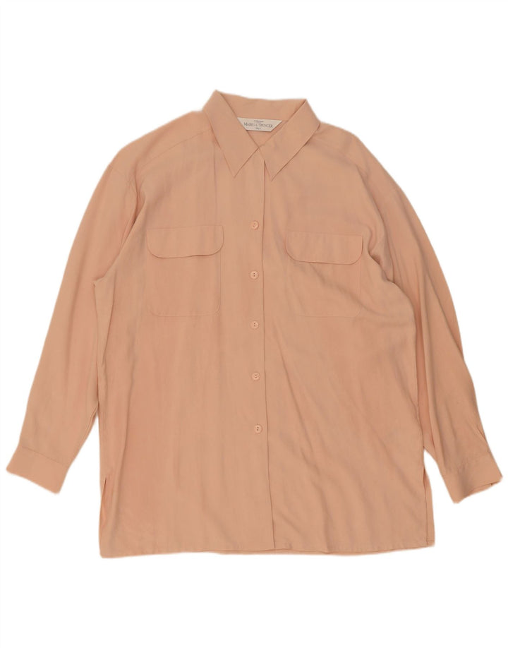 Blusa feminina Marks & Spencer St. Michael, Reino Unido, 14, grande, seda rosa