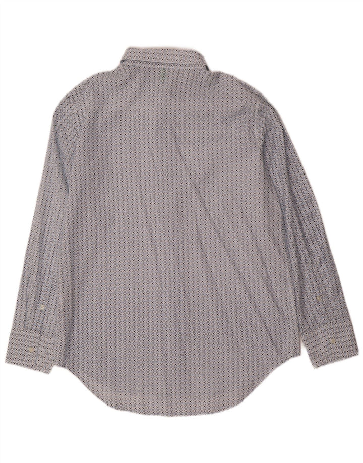 Camisa feminina Benetton pequena azul algodão geométrico