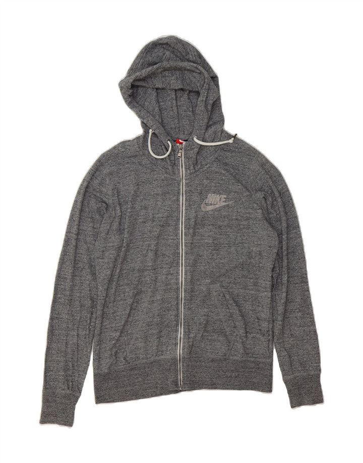 NIKE Womens Zip Hoodie Sweater UK 16 Large Grey Flecked Cotton Vintage Nike and Second-Hand Nike from Messina Hembry 