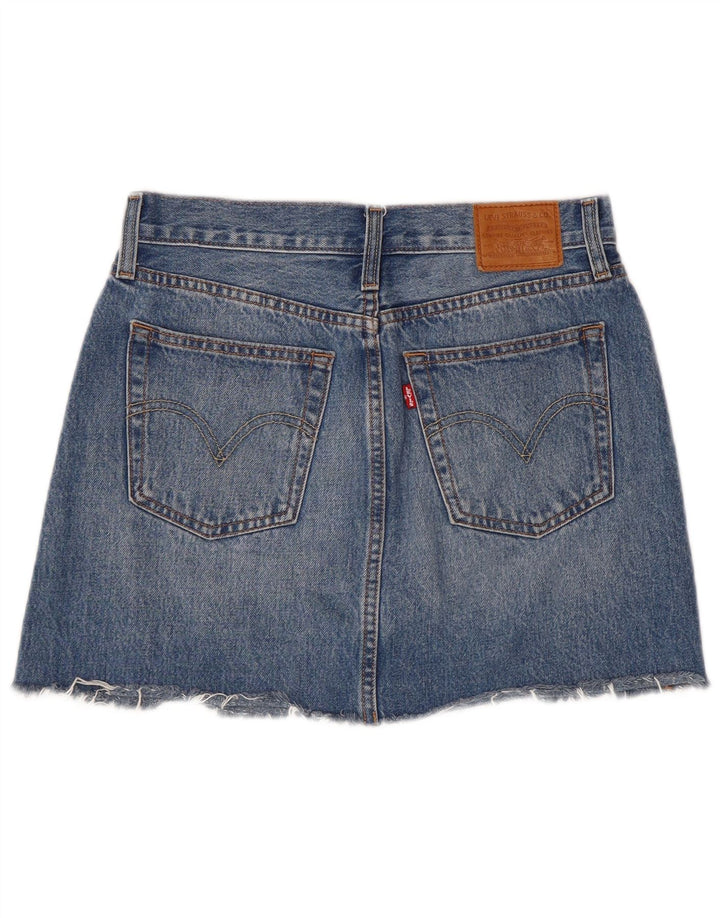 Mini saia jeans feminina Levi's W27 pequena algodão azul