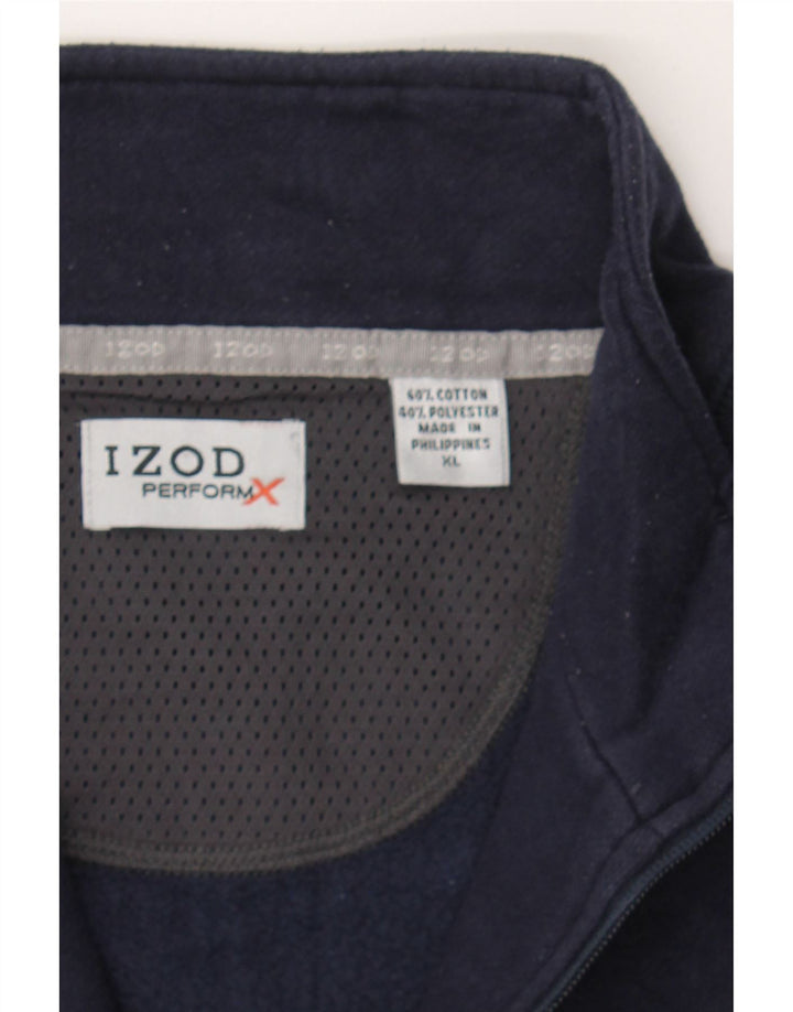 IZOD Mens Zip Neck Sweatshirt Jumper XL Navy Blue Cotton Vintage Izod and Second-Hand Izod from Messina Hembry 