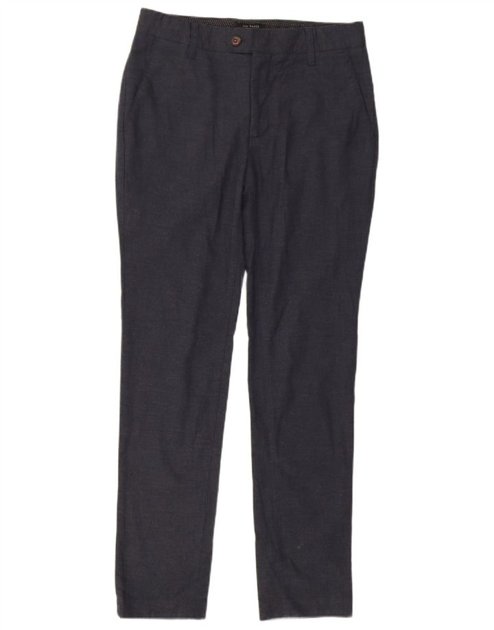 Calça masculina Ted Baker Slim Suit W30 L30 azul marinho