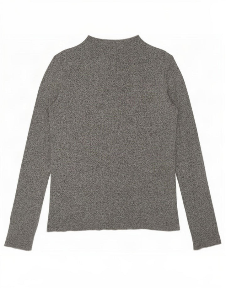Top feminino Zara manga comprida UK 14 viscose manchada cinza médio
