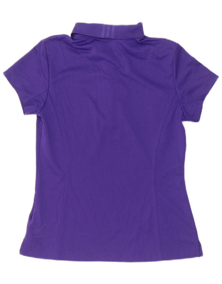 Adidas Womens Climalite Polo Shirt UK 12 Médio Roxo Poliéster