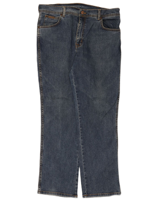 Wrangler Masculino Texas Stretch Straight Jeans W36 L30 Azul Algodão