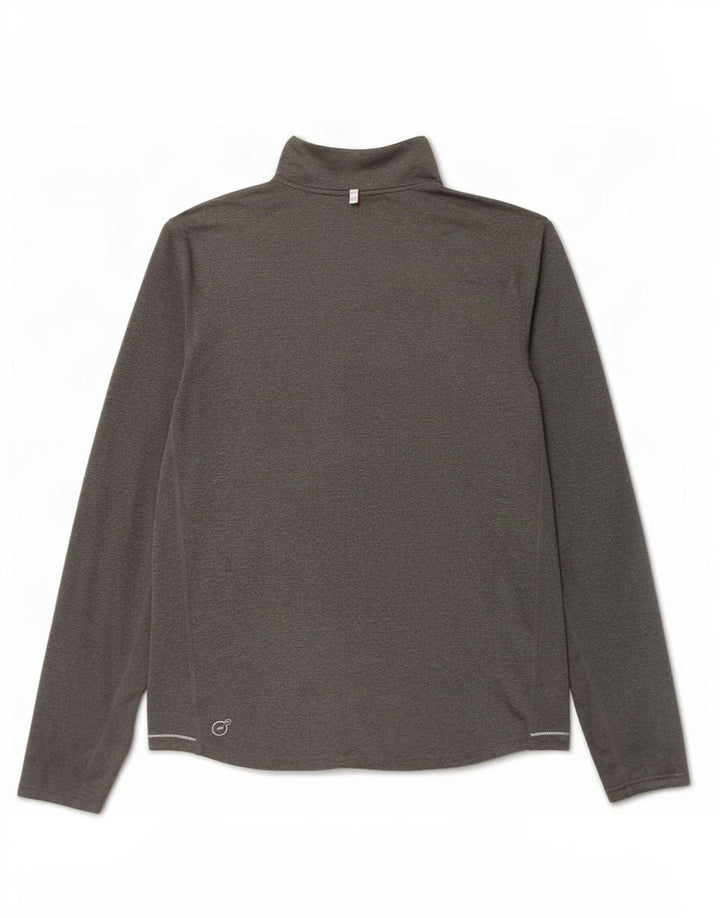 Pulôver feminino Puma com zíper e gola alta em poliéster cinza médio