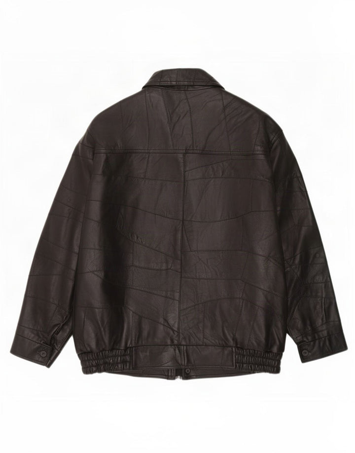 Jaqueta de couro masculina vintage UK 40 grande preta