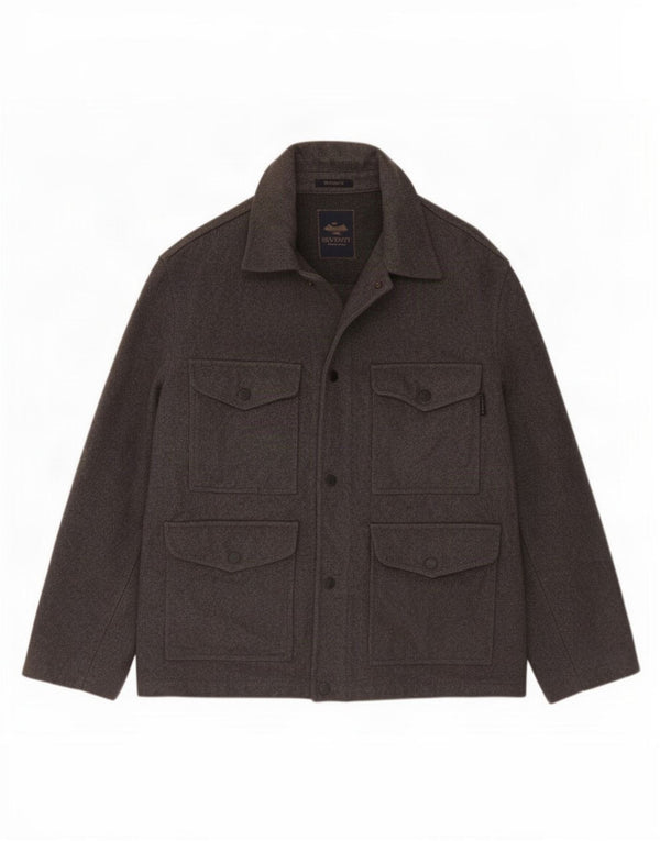 Jaqueta utilitária masculina Seventy UK 42 XL lã cinza