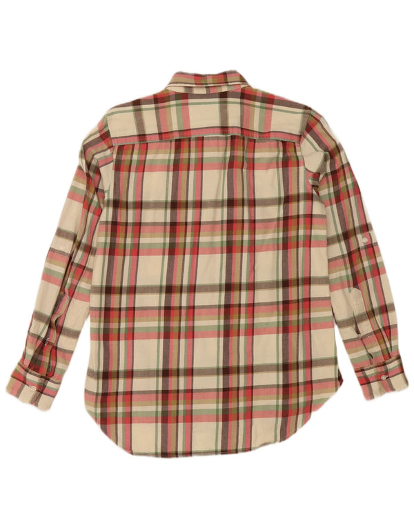 Camisa de flanela feminina Ralph Lauren Reino Unido 10 pequena xadrez off white