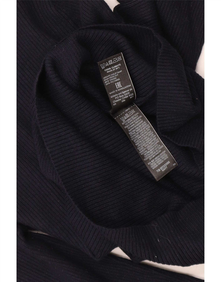 Suéter feminino Marks & Spencer com gola redonda Reino Unido 12 médio azul marinho