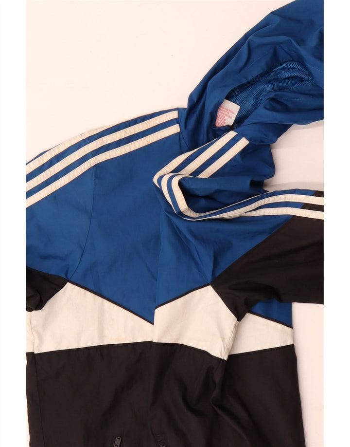 Jaqueta de chuva com capuz Adidas meninos 13-14 anos azul colorblock poliéster