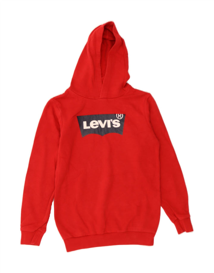 LEVI'S Boys Graphic Hoodie Jumper 13-14 Years XL Red Cotton Vintage Levi's and Second-Hand Levi's from Messina Hembry 