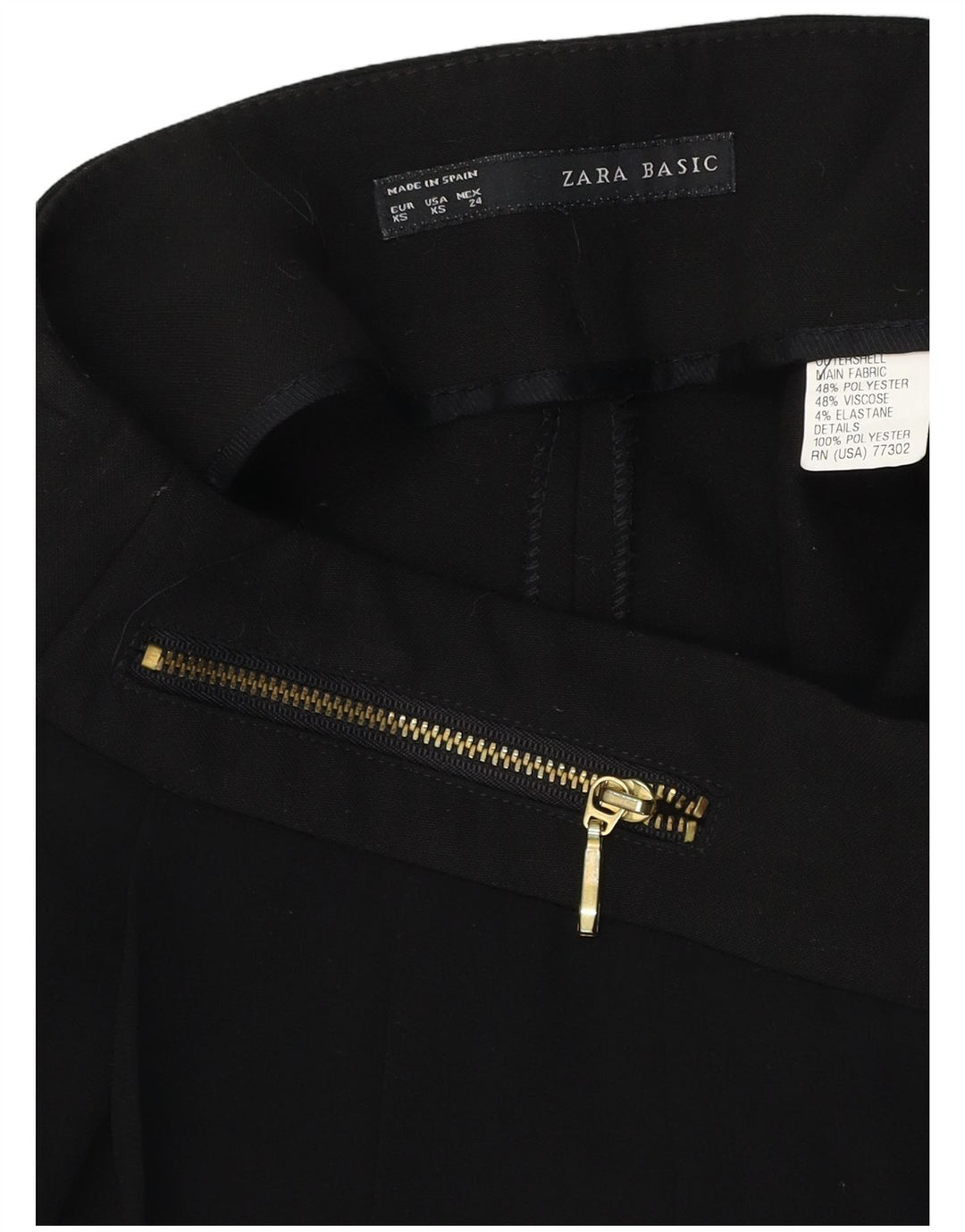 Shorts casuais femininos de cintura alta ZARA XS W24 poliéster preto