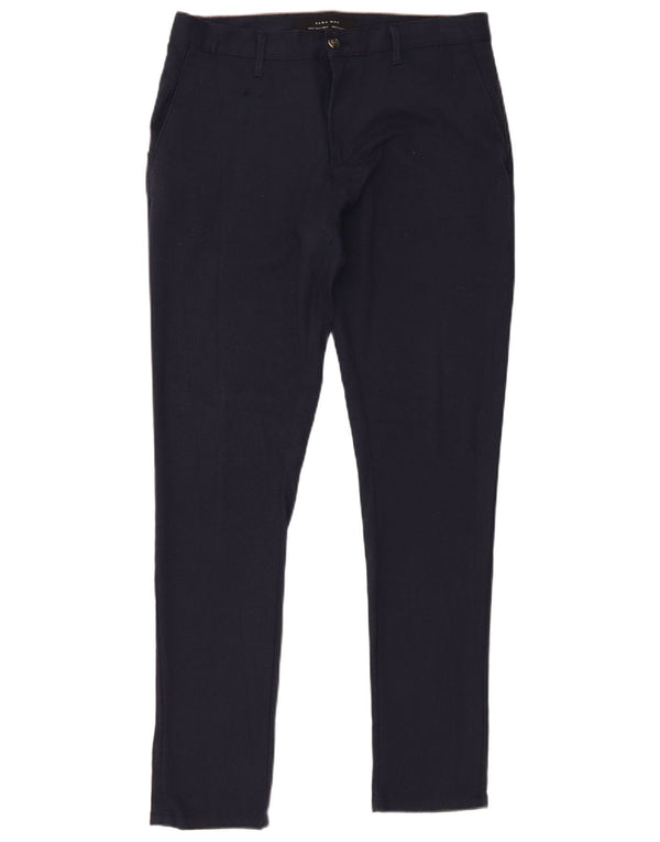 Zara Mens Slim Chino Calças EU 40 Médio W31 L30 Azul Marinho Poliéster