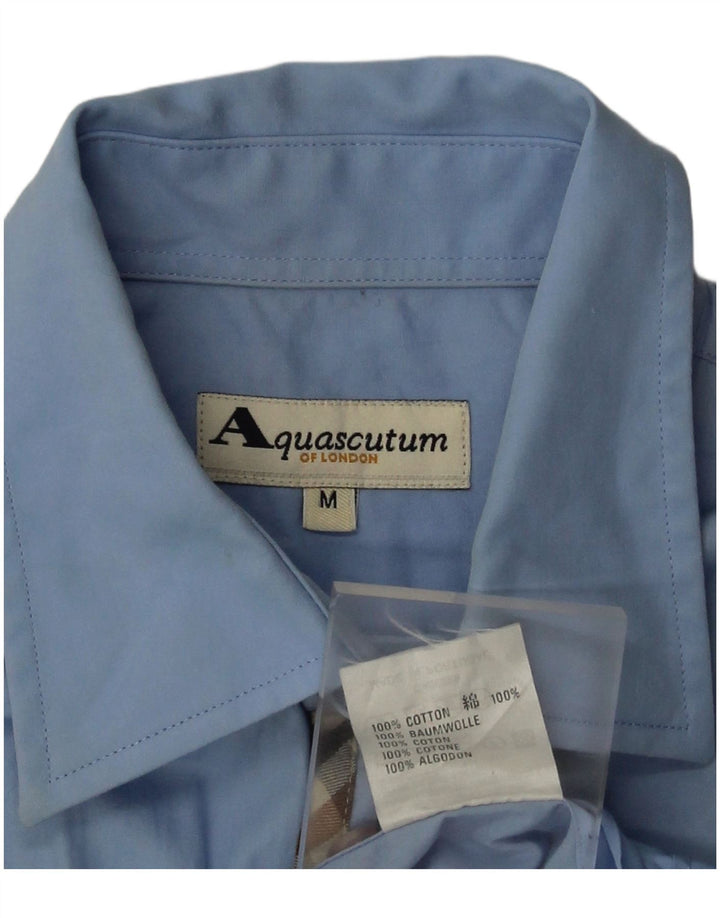 Aquascutum Camisa masculina de manga curta azul médio algodão