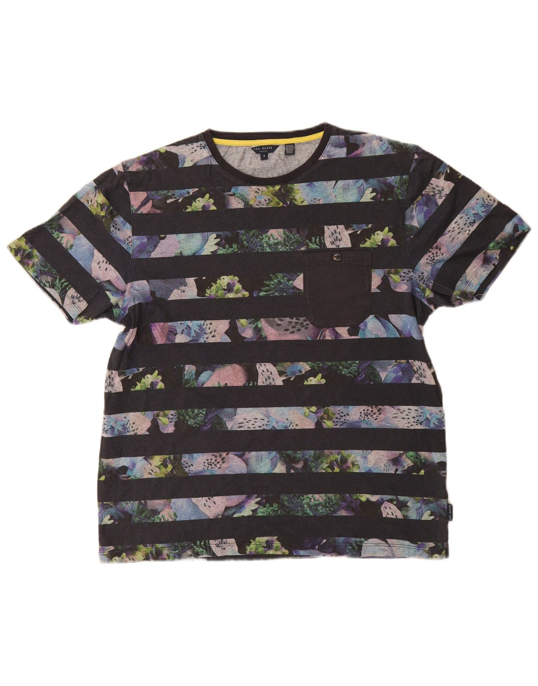 Camiseta masculina Ted Baker tamanho superior 4 grande listrado azul marinho