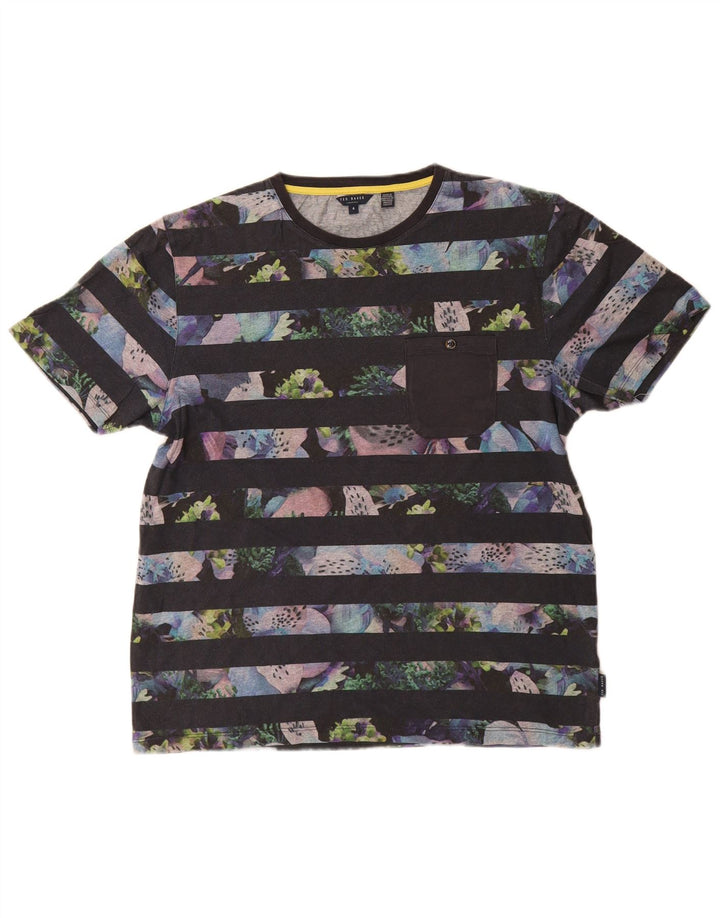 Camiseta masculina Ted Baker tamanho superior 4 grande listrado azul marinho