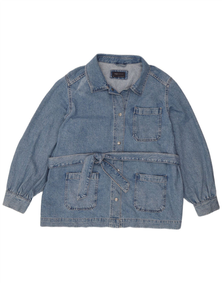 Jaqueta jeans feminina Marks & Spencer Reino Unido 20 2XL algodão azul