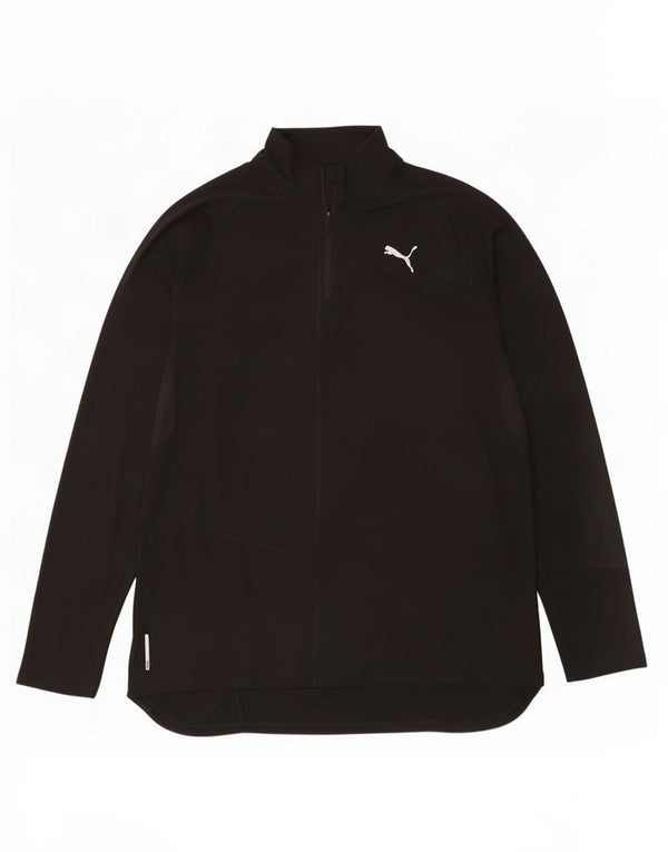 Puma Mens Zip Neck Pullover Treino Top Grande Preto